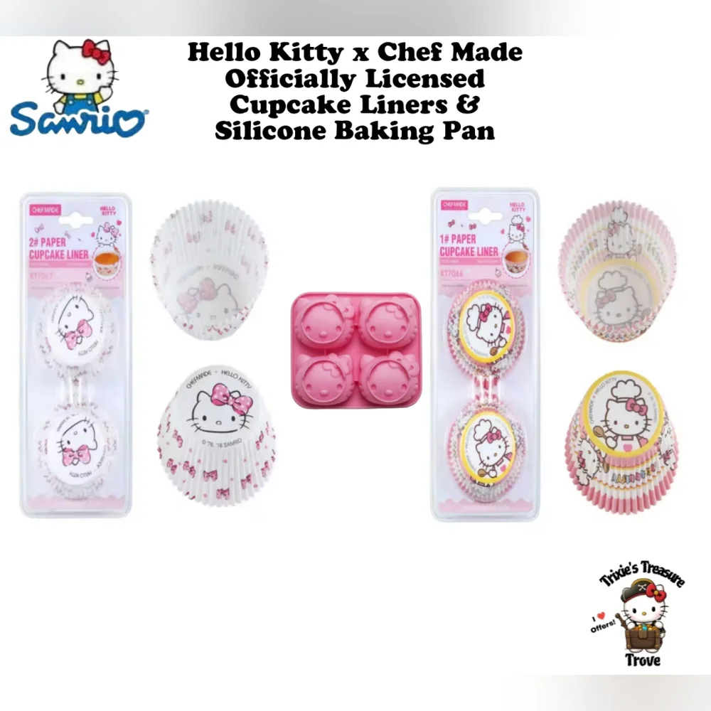 Hello Kitty Officially Licensed Cupcake Liners & Silicone Baking Pan Set